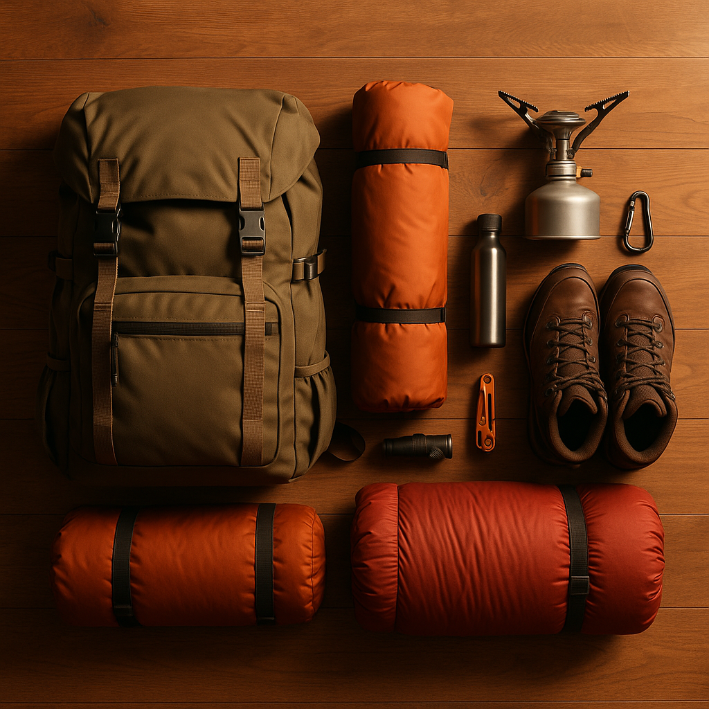 Sistema completo de dormir para camping com saco de dormir, isolante e travesseiro