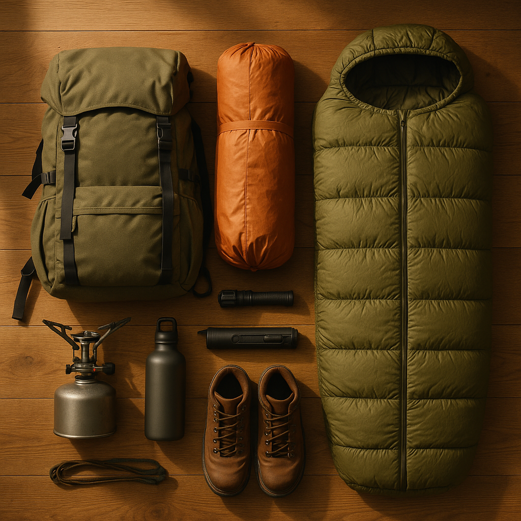 Lista completa de equipamentos para camping organizados em mochila